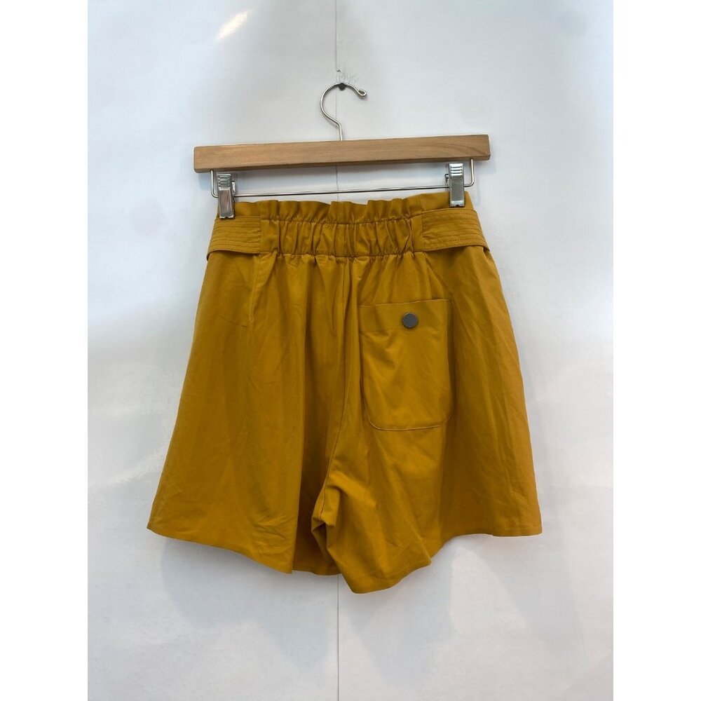 Athleta Women's Skyline Short II Paperbag Belted Tucson Gold Yellow Size 6 - Picture 2 of 5